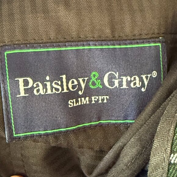 Tartan Plaid Blue Green Pants Preppy Slim Fit Size 32 - Picture 10 of 11